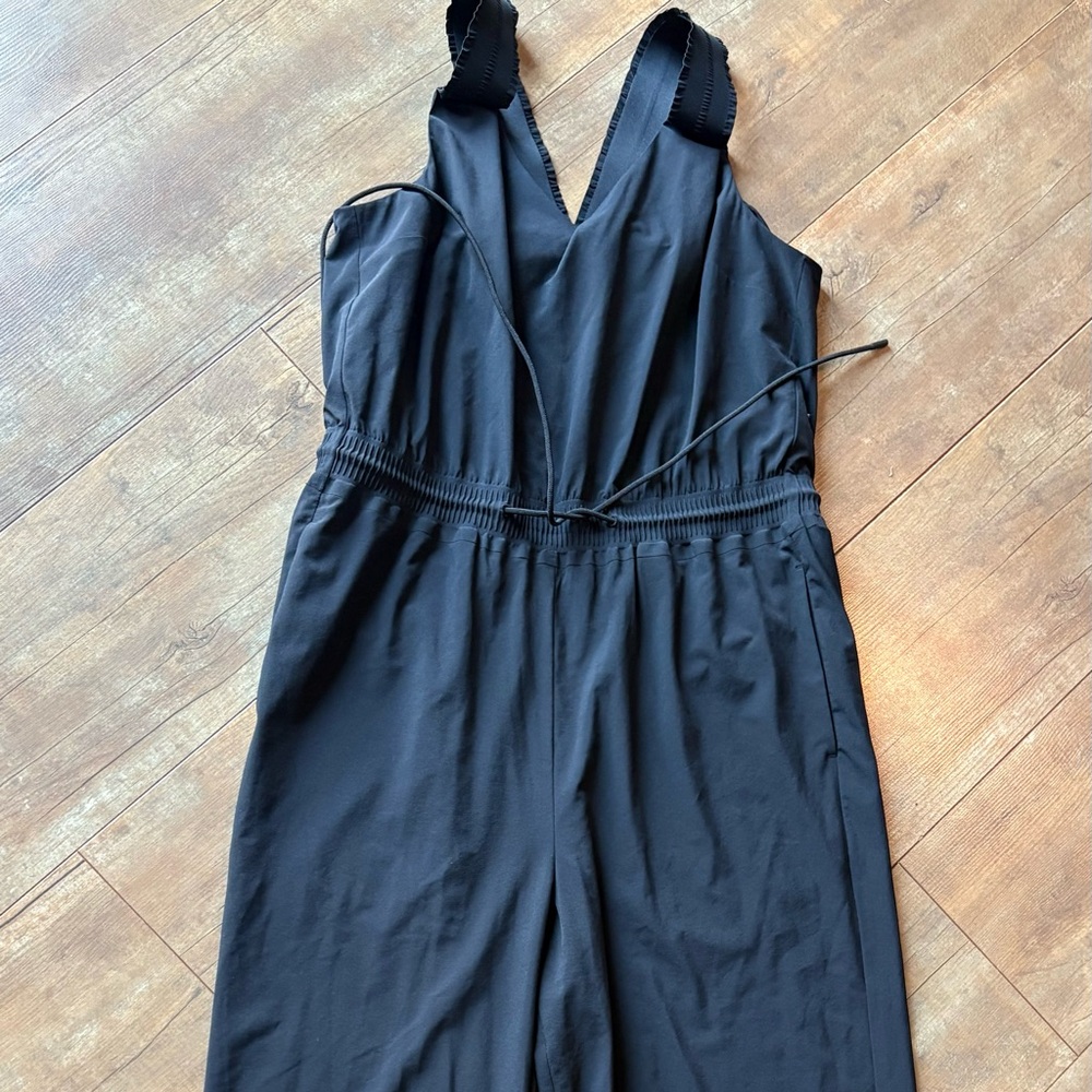 Athleta Black V-Neck Wide-Leg Jumpsuit